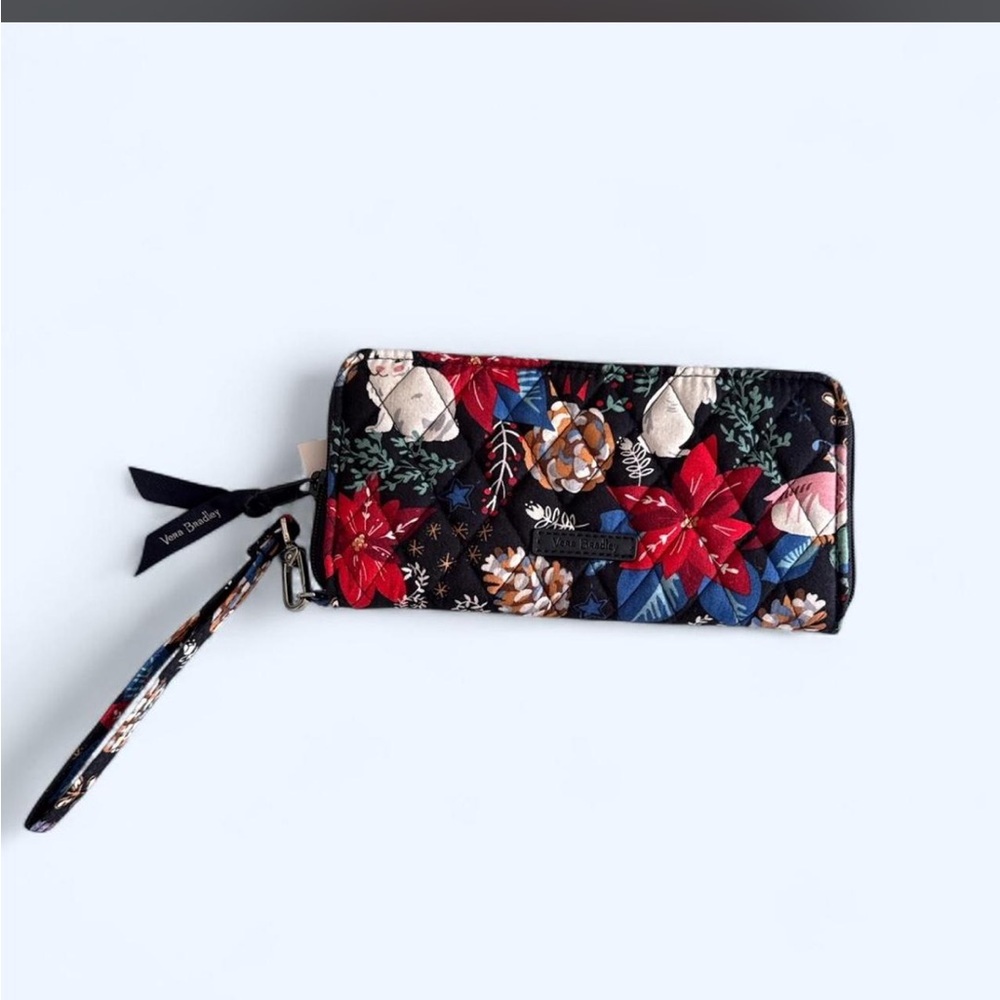 Vera Bradley Black and Red Floral Wristlet Wallet